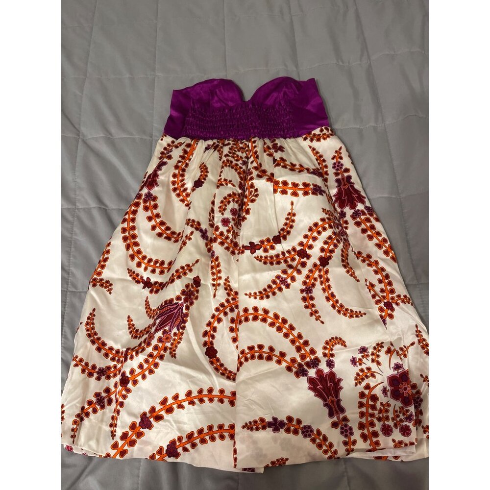 Cooper By Courtney Warren Purple Strapless Dress With Floral Pattern Size S - Picture 2 of 3